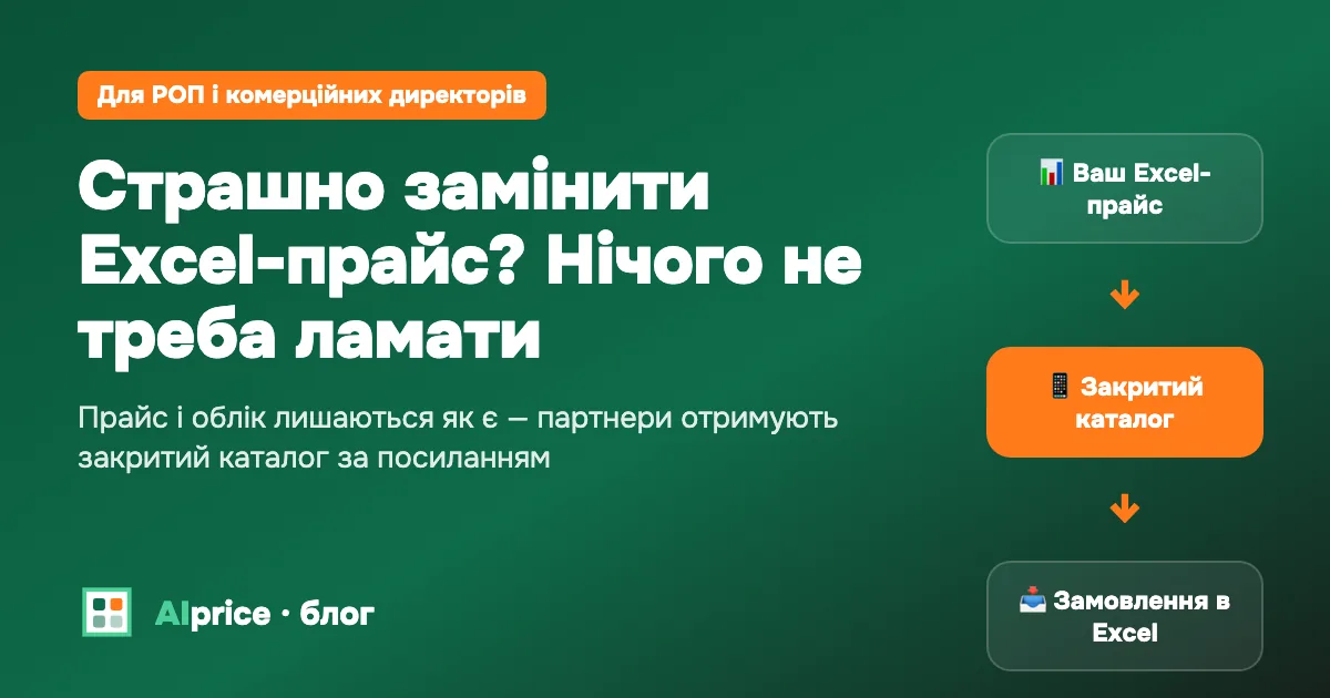 Страшно замінити Excel-прайс: прайс лишається, партнери отримують закритий каталог, замовлення приходять в Excel